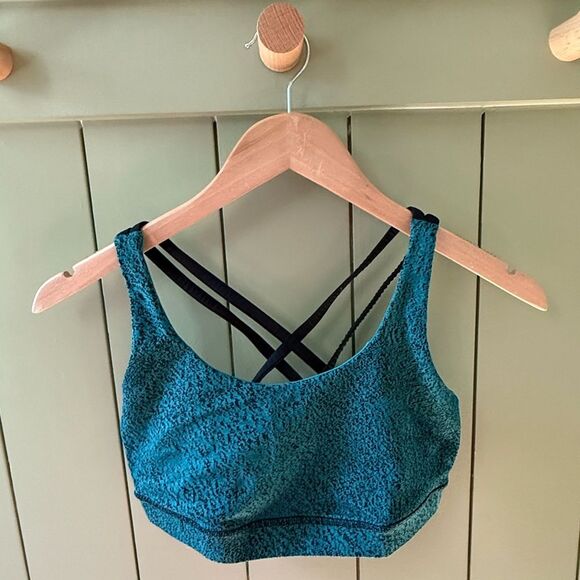 Lululemon Energy Bra in Power Luxtreme Spray Jacquard Hunter Green Black - Picture 2 of 5